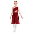 thumbnail image 1 of inhzoy Girls Lyrical Ballet Dance Dress Ruffled Hem for Daily Practice Competition Warm-ups Skating Competition Burgundy 8, 1 of 7