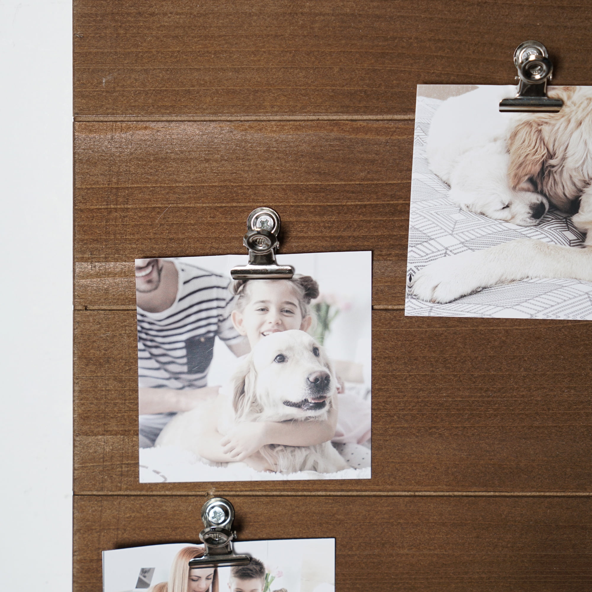 Crystal Art Gallery Live in the Moment Brown Wood Plank Photo Collage Clock with Picture Clip - 20" x 20"