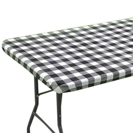 

YruYptpaln Cloth Elastic Fitted Tablecloths For 6 Foot Rectangle Tables Stretch Washable Patio Table Cover For Outdoor Camping Banquet And Parties (30 Elastic Fitted Tablecloth