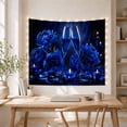 thumbnail image 5 of Blue Roses With Wine Glasses On Dark Background, Romantic Gothic Style for Flower Lovers, Floral Wall Art, Valentine's Day Gift Tapestry Wall Hanging for Bedroom and Dining Room, 5 of 7
