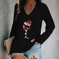thumbnail image 2 of asdoklhq Christmas Clearance Clothing Under $5.00, Women Casual V- Neck Christmas Printed Long-sleeved T-shirt, 2 of 4
