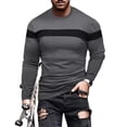 thumbnail image 3 of Men's New Casual Street Exercise Crewneck Long Sleeve Shirt, Spring Fall Sporty Style Top for Daily Wear,Dark Gray,3XL, 3 of 5