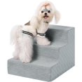 thumbnail image 1 of Dog Stairs for Small Dogs,13" H,3-Step Dog Steps for Bed and Couch,Non-Slip Pet Steps with a Washable Cover，Pet Stairs for Cat and Doggy with High Density Foam,Grey, 1 of 8