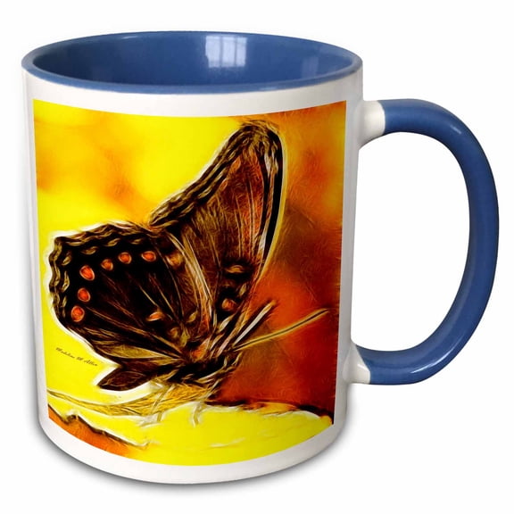 3drose, Monarch Butterfly, 15oz Two-tone Blue Mug
