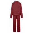 thumbnail image 6 of Letdown Plus Size Womens Lounge Set 2 Piece Outfits Oversized Pajama Set Long Sleeve Turtleneck Sweatshirt and Wide Leg Joggers with Pockets (Red,XXXXXL), 6 of 6