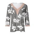 thumbnail image 4 of CYMMPU Flower Pattern 3/4 Sleeve Tunic Tops Boho Blouses for Women Dressy Casual Lace V Neck Spring Tops Loose Fit Summer Trendy Shirts Business Elegant Work Tops T-Shirts Gray XXXL, 4 of 5