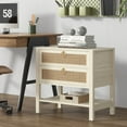 thumbnail image 4 of SICOTAS White Nightstand for Small Spaces, Rattan Night Stands with 2 Drawers and Storage Shelf , Boho Bedside Table End Table for Bedroom Living Room Hallway, 4 of 10