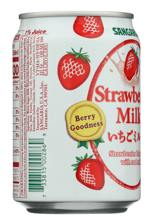 Sangaria Strawberry Milk Made with Real Milk and Fruit Juice 8.96 fl oz (265ml) (24 Pack)