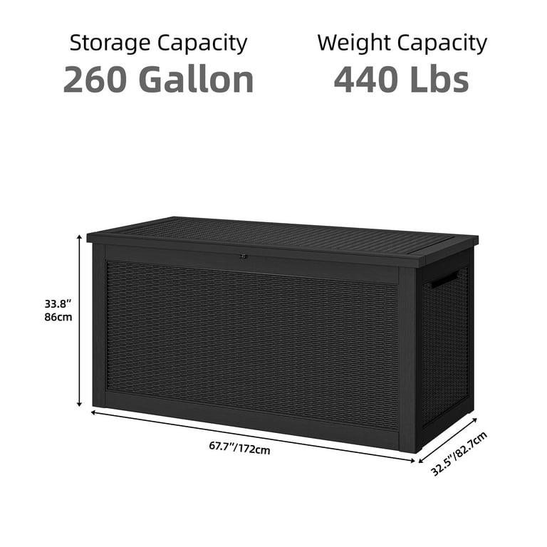 Uforic XXL 260 Gal Large Deck Box, Outdoor Rattan Storage Box