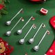 thumbnail image 2 of GOOHOCHY Hemoton - Juego de 6 cucharas navideñas para mezclar café de acero inoxidable con colgante navideño para fiesta de Navidad, 2 of 8