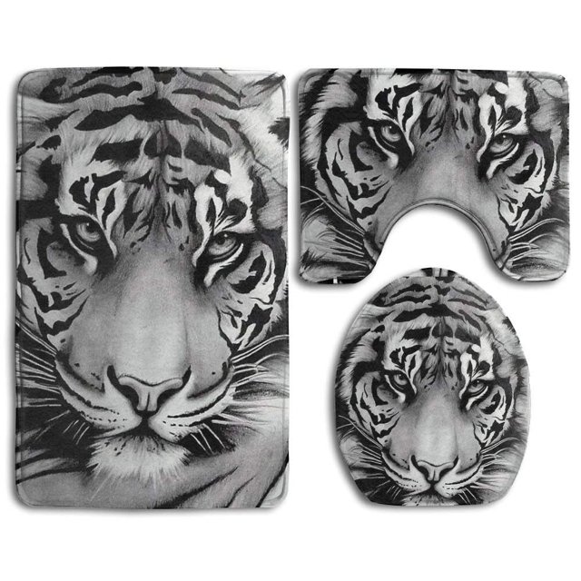 ABPHQTO Rey tigre genial Juego de alfombras de baño de 3 piezas Alfombra de baño Alfombra de contorno y tapa de inodoro ABPHQTO Cont-CHAPPLE-15727