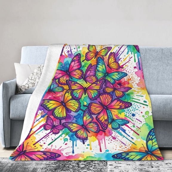 Butterfly Blanket, Flannel Throw, Warm Cozy All Season Blanket for Sofa, Couch, Chairs and Bed 50x40