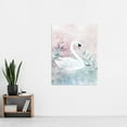 thumbnail image 4 of Artery8 Lake Swan Pink Green Light Watercolour Painting Living Room Extra Large XL Wall Art Poster Print, 4 of 5