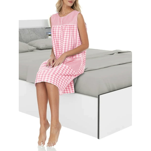 Ezi House Dresses for Women with Pockets - Moo Moos Gingham Dress - House  Coat Sleevless Zipper Duster Dress - Medium to Plus Size,4X,Pink - Walmart  Business Supplies