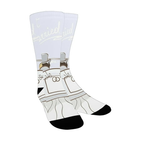 

Wedding Decorations Just Married Retro Hand Writing Bride and G in Car Cans Birds es Silver Red Whit Custom Socks for Women