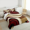 thumbnail image 3 of Homewish Teens Brown Red Stripes 3 Pieces Queen Comforter Set,Abstract Minimalist Lines Ultra Soft Bedding Sets,Minimalism Geometric Theme Bedding Comforter Set,Super Cozy Room Decor,Reversible, 3 of 8