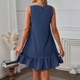 thumbnail image 5 of Nfurl Womens Sleeveless Nightgown Summer Casual Crewneck Ruffle Hem House Dresses Ladies Nightgowns Sleeping Shirts Comfy Sleepwear Navy,L, 5 of 7