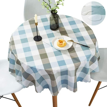 Round Tablecloth Wipeable Pvc Table Cloth Thick Protector For Dining Room Vinyl Rectangle Cover Blue Checd Tablecloths Lace Indoor Outdoor Side Card 48 Inch Canada Round Tablecloth Wipeable Pvc Table, 48 Round Table Protector