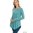 thumbnail image 2 of Zenana Plus Size Relaxed Fit Long Sleeve Round Neck & Hem Jersey Tee Shirt Top, 2 of 4