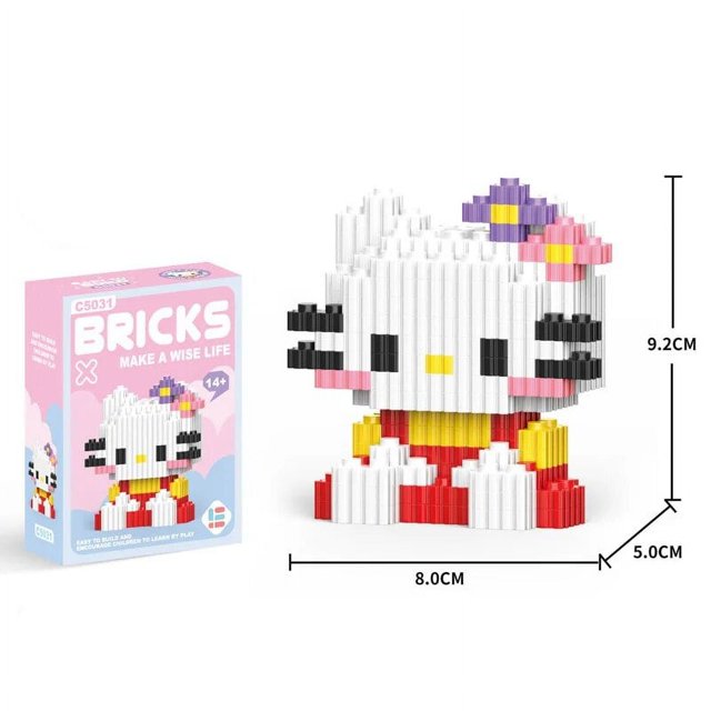 Bloques de construcción de Pokémon para niños, juguetes de Anime Sanrio, bloques de rompecabezas de partículas pequeñas para Lego Pikachu, modelo de rompecabezas 3D de Hello Kitty