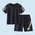 thumbnail image 2 of Ccpelsie Boy's Short Set 2 Piece Crewneck T-Shirt and Short Outfits Summer Breathable Casual Sets for Kids(A01-Black,10-11 Years), 2 of 4