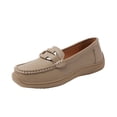 thumbnail image 3 of Domzle Women's Comfortable Faux Leather Penny Loafers Slip On Business Casual Dress Shoes Lightweight Office Work Flats Everyday Walking Shoes for Women Khaki, 3 of 7