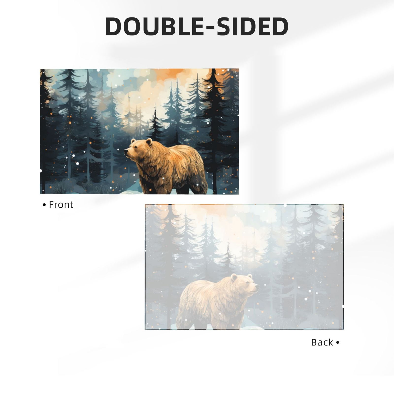 Bear Moose Rustic Wood Four Hole Decorated Banner Flag for Garden Yard Home Decoration Indoor Outdoor 4x6 Ft