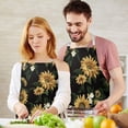 thumbnail image 3 of Black White Flower Sunflower Pattern Apron-Garden Aprons for Women with Pockets-Cotton Linen Waterproof Kitchen Cooking Gardening Aprons Adjustable for Kitchen,Cooking,BBQ and Salon 33x27 Inch, 3 of 7