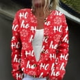 thumbnail image 2 of WTOBBY Women's Fashion Christmas Print Long Sleeve Knitted Cardigan Button Jacket, Festive and Cozy Holiday Sweater with Button Front for Winter Style,Vermilion 2XL, 2 of 6