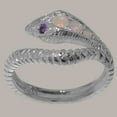 thumbnail image 2 of LBG British Made 9k White Gold Natural Opal & Amethyst Womens Band Ring - 33 size options - Size 10, 2 of 6