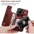 thumbnail image 4 of REQO iPhone 11 Pro Wallet Case with Card Holder,REQO PU Leather Kickstand Card Slots Case,Double Magnetic Clasp and Durable Shockproof Cover for iPhone 11 Pro 5.8 Inch(Brown), 4 of 7