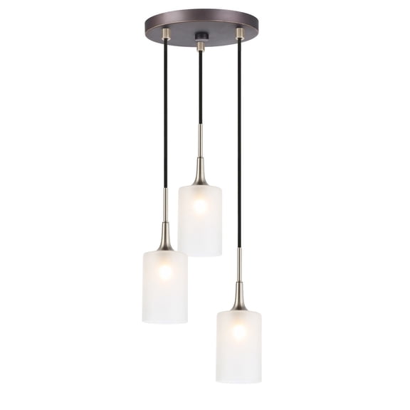 Woodbridge Lighting Chelsea 3Lt Cylinder Cluster Pendant in Nickel/Bronze/Opal