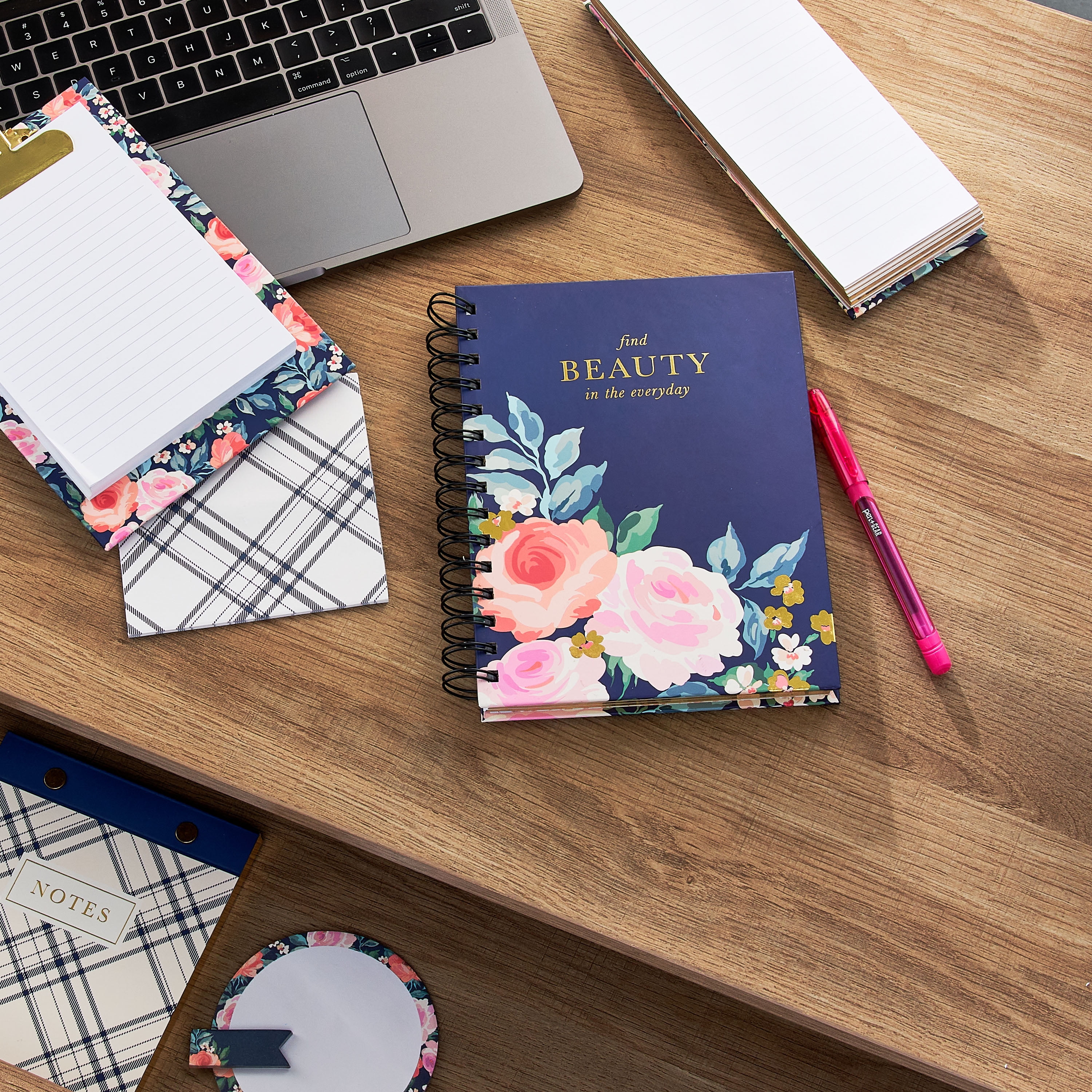 5x7 Stationery Gifts Journal and Pom Pen Set Floral