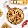 thumbnail image 6 of MyGift Round Brown Burnt Wood 12 Inch Pizza Peel Board Serving Tray with Handle & Hanging Rope, 6 of 7