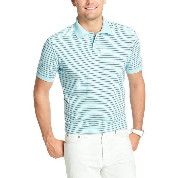IZOD Men's Short Sleeve Coastal Prep Feeder Stripe Pique Polo