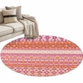 thumbnail image 2 of 3ft Washable Round Rug, Orange Pink Geometric Non-Slip Circle Area Rug for Bedroom Bedside, Bohemian Style Ethnic Tribal Painting Soft Indoor Floor Mat for Home Decor, 2 of 9
