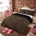 thumbnail image 2 of Meiyoeat Classic Leopard Print Duvet Cover King, Wild Animal Spot Pattern King Bedding, Brown Black,3 Pieces,No Comforter,Black Reversible, 2 of 6