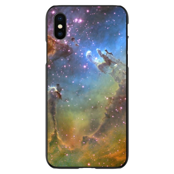 DistinctInk Case for iPhone XS MAX (6.5" Screen) - Custom Ultra Slim Thin Hard Black Plastic Cover - Eagle Nebula Orange Blue - Show Your Love of Astronomy