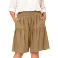 thumbnail image 2 of Endives Women's Shorts Solid Color Loose Summer Bermuda Short Knee Length Elastic Waist Beach Lounge Workout Casual Long Short Wide Leg Shorts, 2 of 6