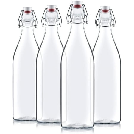 YDHely Giara Swing Top Bottles 33 ? Ounce/1 Liter (6 Pack) ROUND Clear ...