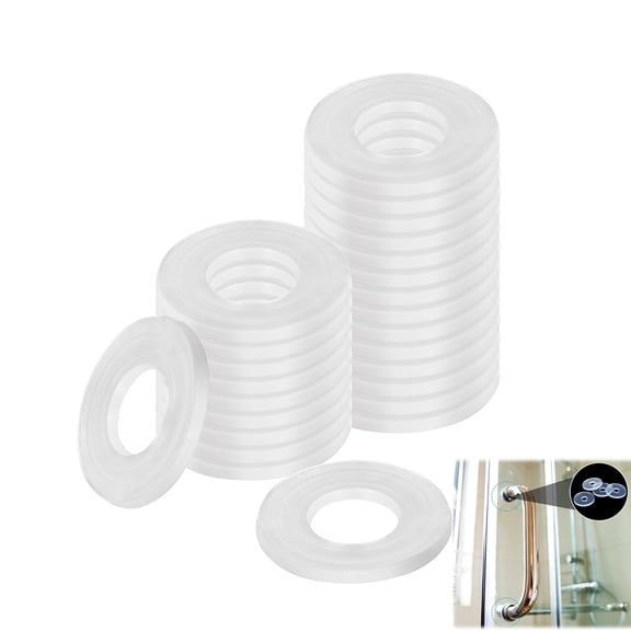 50PCS 3/4 Inch Clear Plastic Washers Tutuviw Nylon Washers Spacers Clear Washer Plastic Flat Washer Gasket for Glass Shower Door Handles Standoff Cap Assemblies (2mm Thickness)