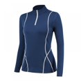 thumbnail image 1 of Women Quarter Zip Pullover Running Shirts Long Sleeve Activewear Tops Tight Workout, 1 of 5