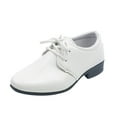 thumbnail image 1 of DGHM Spectacles de Soccer pour Enfants Garçons Chaussures en Cuir Souple Performance Lacets Style Britannique Décontracté Embossé Blanc, 1 of 4