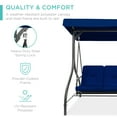 thumbnail image 4 of Best Choice Products 3-Seat Outdoor Converting Canopy Swing Glider Patio Hammock w/ Removable Cushions - Navy, 4 of 8