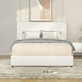 thumbnail image 6 of Queen Size Liv Boucle Storage Bed - 2-Drawers, Curved Tufted Headboard, Wooden Slat Mattress Support, 6 of 23