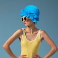 thumbnail image 2 of Pleated Cloth Swim Cap, Elastic Anti-Slip Swim Cap, Women Ear-protecting Bathing Cap Beach Surfing Cap for Long Short Thick Hair, 2 of 7