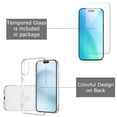 thumbnail image 3 of For iPhone 16 Phone Case Cover, Shockproof Case with Tempered Glass Screen Protector, by OneToughShield - Hibiscus Teal, 3 of 4