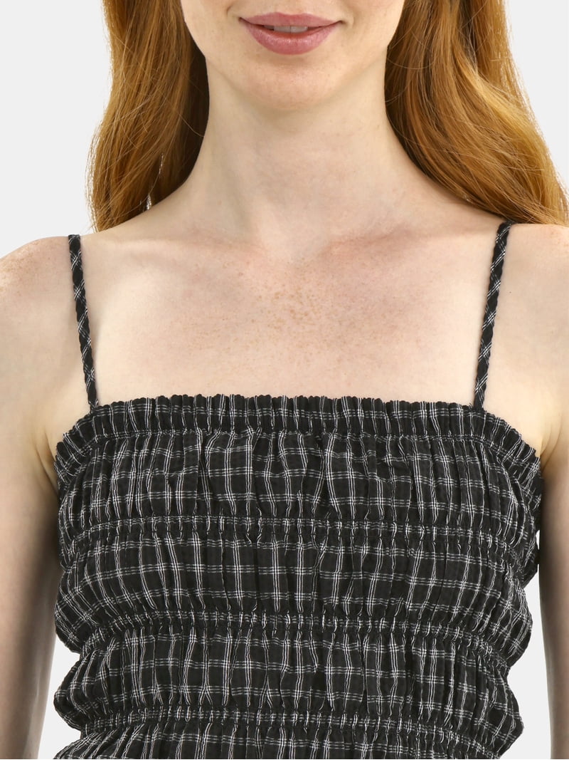 No Boundaries Plaid Seersucker Smocked Cami Top and Pants Set