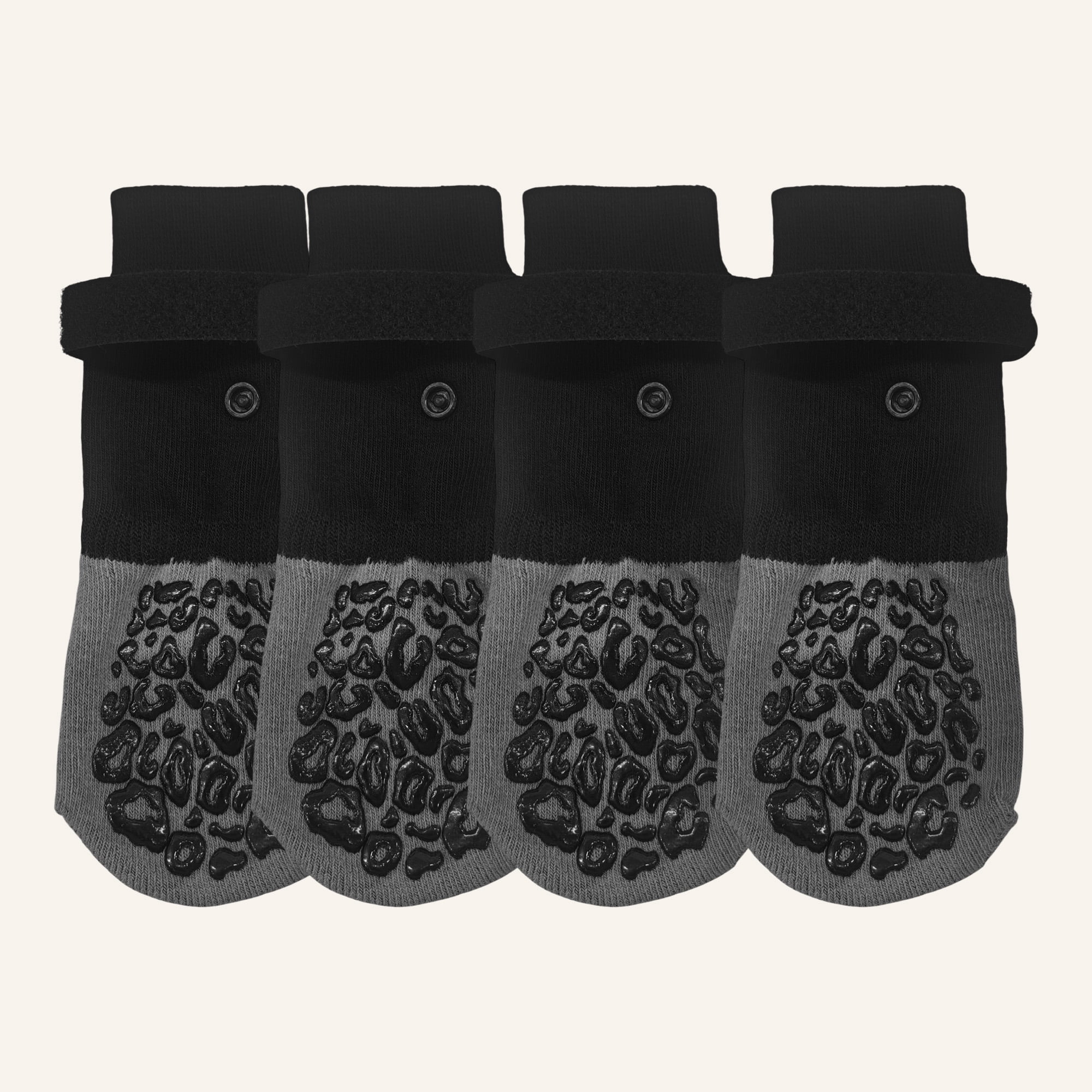 Unique Bargains 4 Pcs Non-Slip Dog Socks with Reflective Tapes Black Gray XS