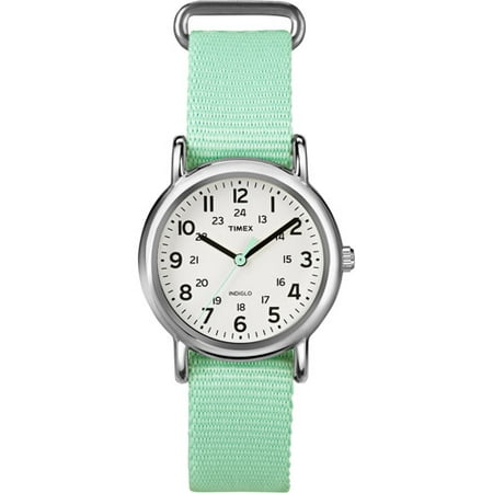 Timex Women's Weekender Watch, Seafoam Green Nylon Slip-Thru Strap